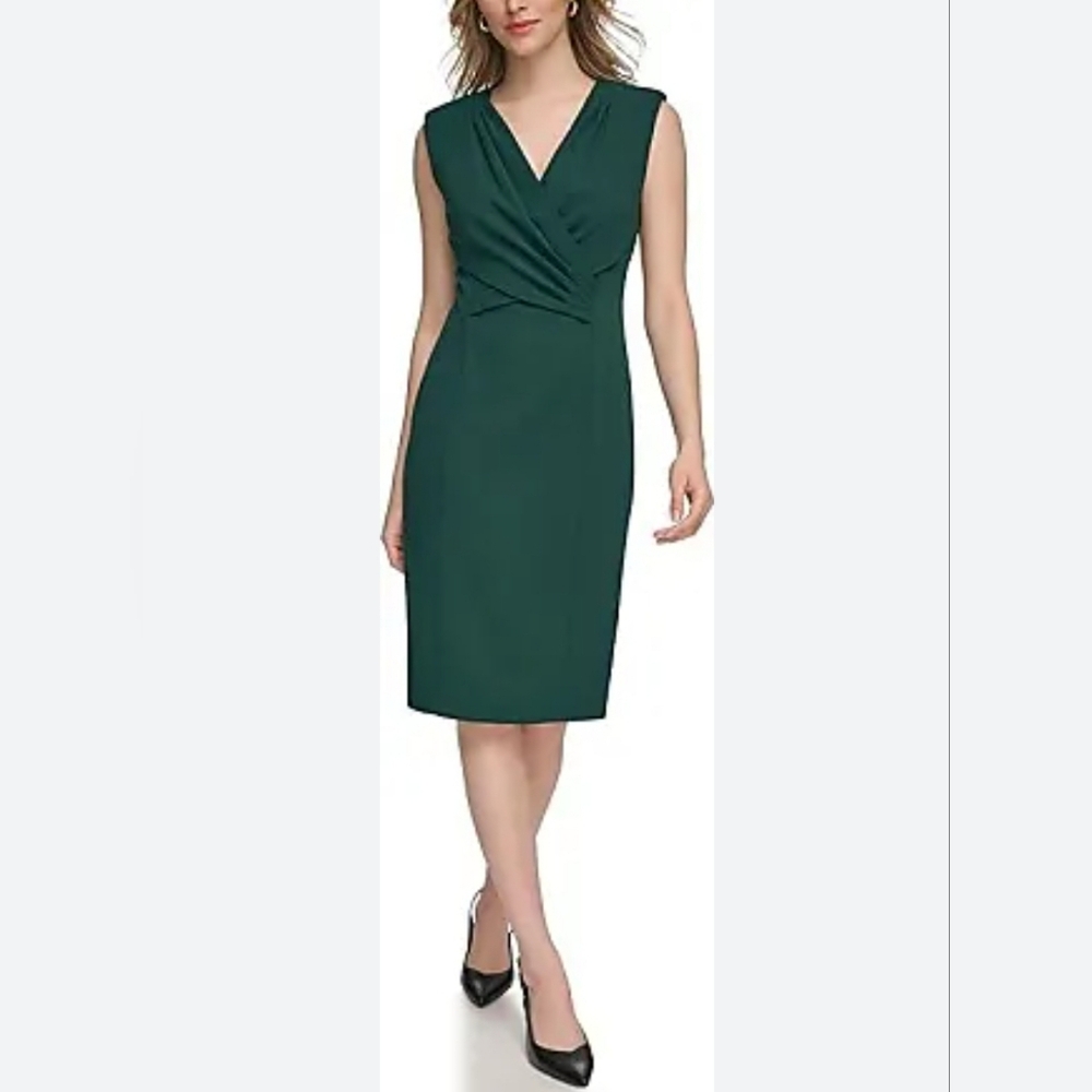 NWOT Calvin Klein Buckle Detail Malachite Green Sheath Dress